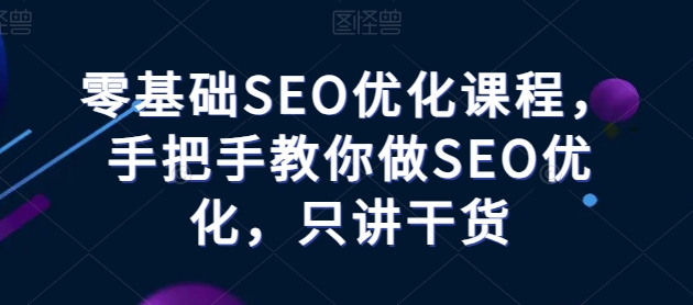 零基础SEO优化课程，手把手教你做SEO优化，只讲干货-网赚项目众筹网