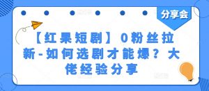 【红果短剧】0粉丝拉新-如何选剧才能爆?大佬经验分享-网赚项目众筹网