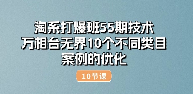 淘系打爆班55期技术：万相台无界10个不同类目案例的优化(10节)-网赚项目众筹网