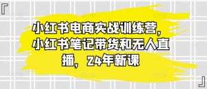 小红书电商实战训练营,小红书笔记带货和无人直播,24年新课-网赚项目众筹网