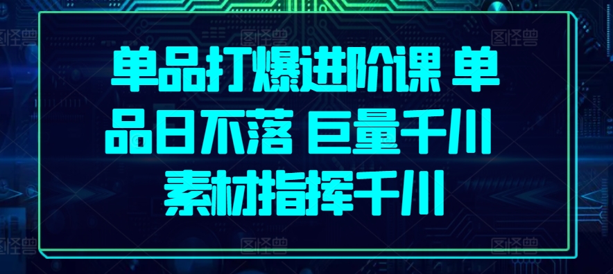 单品打爆进阶课 单品日不落 巨量千川 素材指挥千川-网赚项目众筹网