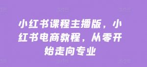 小红书课程主播版,小红书电商教程,从零开始走向专业-网赚项目众筹网