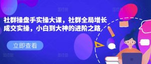 社群操盘手实操大课,社群全局增长成交实操,小白到大神的进阶之路-网赚项目众筹网