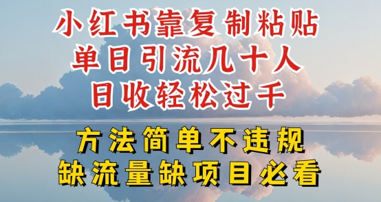 小红书靠复制粘贴单日引流几十人目收轻松过千，方法简单不违规【揭秘】-网赚项目众筹网