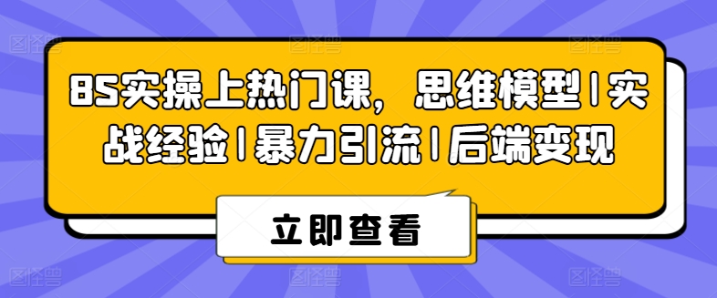 8S实操上热门课，思维模型|实战经验|暴力引流|后端变现-网赚项目众筹网
