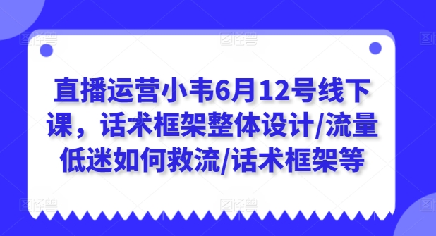 直播运营小韦6月12号线下课，话术框架整体设计/流量低迷如何救流/话术框架等-网赚项目众筹网