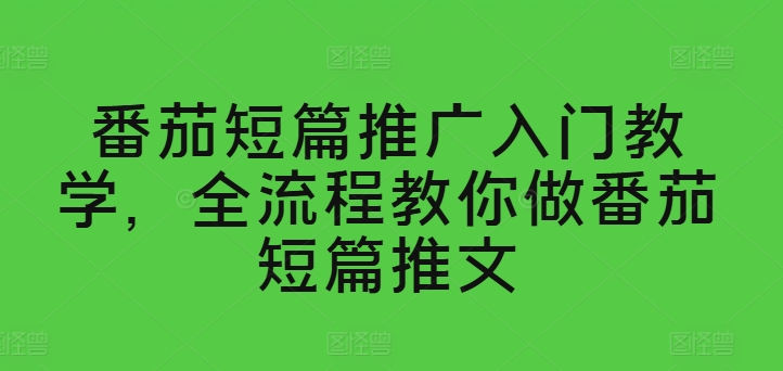 番茄短篇推广入门教学，全流程教你做番茄短篇推文-网赚项目众筹网