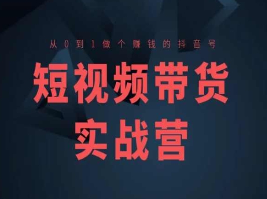 短视频带货实战营(高阶课)，从0到1做个赚钱的抖音号-网赚项目众筹网