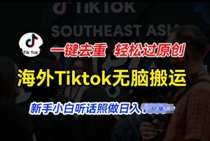 海外Tiktok短视频无脑搬运，一键去重轻松过原创，新手小白听话照做日入几张【揭秘】-网赚项目众筹网