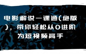 电影解说一课通(绝版),带你轻松从0进阶为短视频高手-网赚项目众筹网