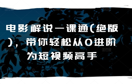 电影解说一课通(绝版)，带你轻松从0进阶为短视频高手-网赚项目众筹网