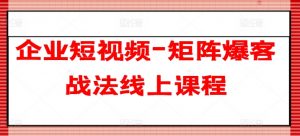 企业短视频-矩阵爆客战法线上课程-网赚项目众筹网