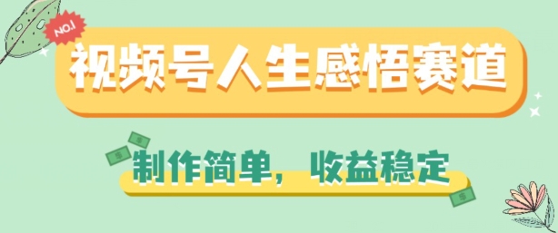 视频号人生感悟赛道，制作简单，收益稳定【揭秘】-网赚项目众筹网