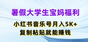 暑假大学生宝妈福利,小红书音乐号月入5000+,复制粘贴就能赚钱【揭秘】-网赚项目众筹网