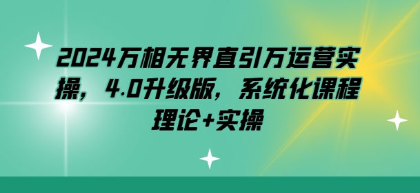 2024万相无界直引万运营实操，4.0升级版，系统化课程 理论+实操-网赚项目众筹网
