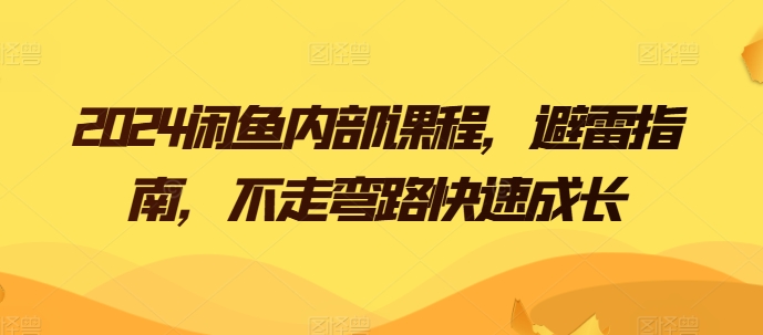 2024闲鱼内部课程，避雷指南，不走弯路快速成长-网赚项目众筹网