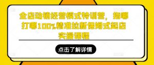 全店动销经营模式特训营,指哪打哪100%精准拉新保姆式起店实操课程-网赚项目众筹网