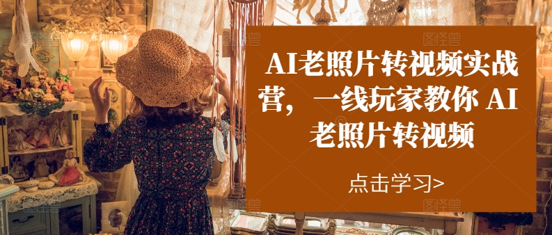 AI老照片转视频实战营，一线玩家教你AI老照片转视频-网赚项目众筹网
