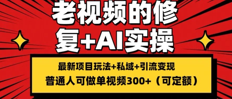 修复老视频的玩法，搬砖+引流的变现(可持久)，单条收益300+【揭秘】-网赚项目众筹网