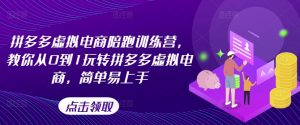 拼多多虚拟电商陪跑训练营,教你从0到1玩转拼多多虚拟电商,简单易上手-网赚项目众筹网