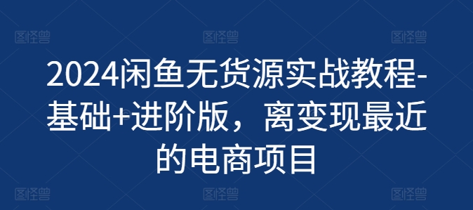 2024闲鱼无货源实战教程-基础+进阶版，离变现最近的电商项目-网赚项目众筹网