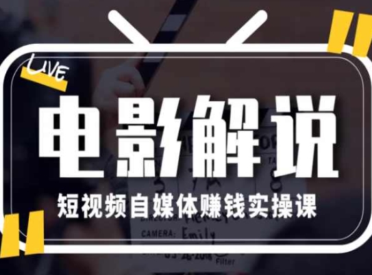 电影解说短视频自媒体赚钱实操课，教你做电影解说短视频，月赚1万-网赚项目众筹网