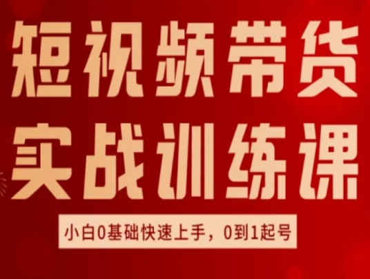 短视频带货实战训练课，好物分享实操，小白0基础快速上手，0到1起号-网赚项目众筹网