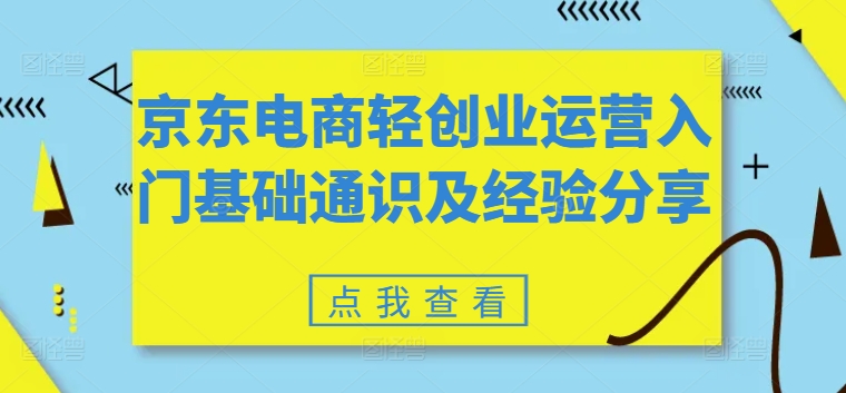京东电商轻创业运营入门基础通识及经验分享-网赚项目众筹网