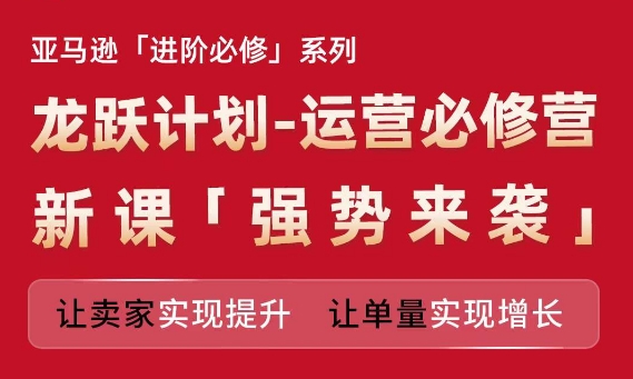 亚马逊进阶必修系列，龙跃计划-运营必修营新课，让卖家实现提升 让单量实现增长-网赚项目众筹网