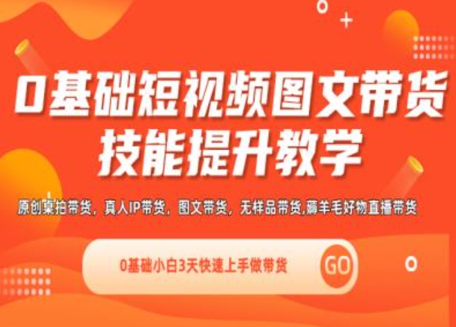 0基础短视频图文带货实操技能提升教学(直播课+视频课),0基础小白3天快速上手做带货-网赚项目众筹网