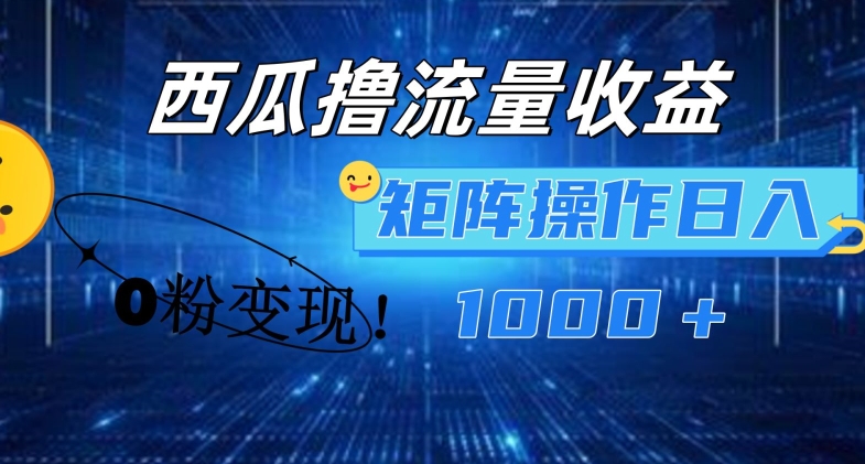 西瓜视频撸流量，简单上手，0粉变现矩阵操作，日入1000+【揭秘】-网赚项目众筹网