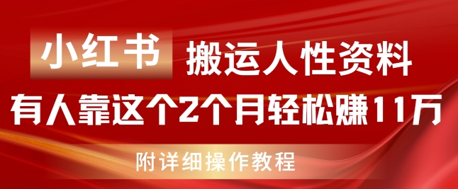 小红书搬运人性资料，有人靠这个2个月轻松赚11w，附教程【揭秘】-网赚项目众筹网