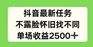 抖音最新任务,不露脸怀旧找不同,单场收益2.5k【揭秘】-网赚项目众筹网