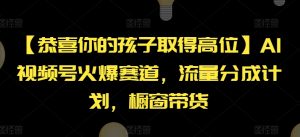 【恭喜你的孩子取得高位】AI视频号火爆赛道，流量分成计划，橱窗带货【揭秘】-网赚项目众筹网
