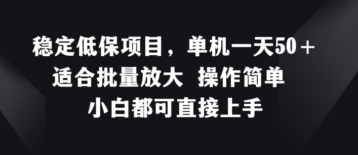 稳定低保项目，单机一天50+适合批量放大 操作简单 小白都可直接上手【揭秘】-网赚项目众筹网