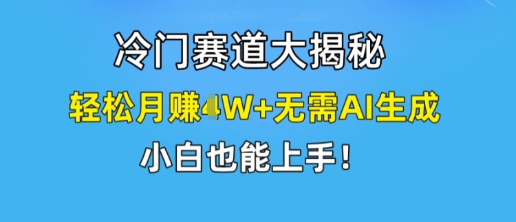 冷门赛道大揭秘，轻松月赚1W+无需AI生成，小白也能上手【揭秘】-网赚项目众筹网