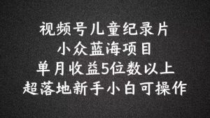 2024蓝海项目视频号儿童纪录片科普,单月收益5位数以上,新手小白可操作【揭秘】-网赚项目众筹网