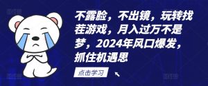 不露脸,不出镜,玩转找茬游戏,月入过万不是梦,2024年风口爆发,抓住机遇【揭秘】-网赚项目众筹网