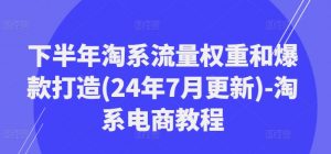 下半年淘系流量权重和爆款打造(24年7月更新)-淘系电商教程-网赚项目众筹网