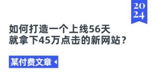 某付费文章《如何打造一个上线56天就拿下45万点击的新网站?》-网赚项目众筹网
