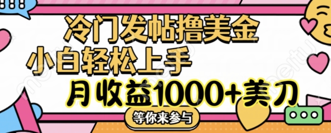 冷门发帖撸美金项目，月收益1000+美金，简单无脑，干就完了【揭秘】-网赚项目众筹网