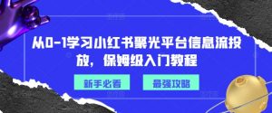 从0-1学习小红书聚光平台信息流投放,保姆级入门教程-网赚项目众筹网