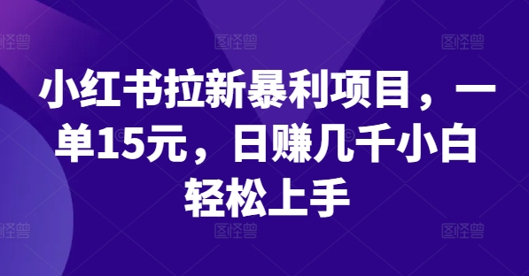 小红书拉新暴利项目，一单15元，日赚几千小白轻松上手【揭秘】-网赚项目众筹网