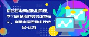 拼多多电商虚拟进阶课,学习高利润的多多虚拟玩法,利用电商思维进行选品+运营-网赚项目众筹网