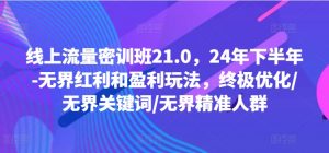 线上流量密训班21.0，24年下半年-无界红利和盈利玩法，终极优化/无界关键词/无界精准人群-网赚项目众筹网