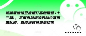 视频号微信豆直播打品陪跑营(十三期),做不自流然冷动启也不不做私域,接直通付过费拿结果-网赚项目众筹网