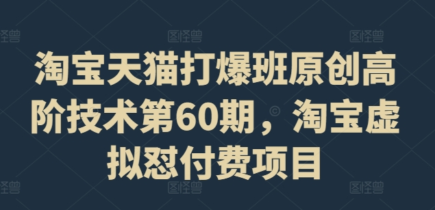 淘宝天猫打爆班原创高阶技术第60期，淘宝虚拟怼付费项目-网赚项目众筹网