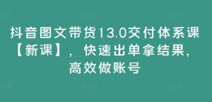 抖音图文带货13.0交付体系课【新课】，快速出单拿结果，高效做账号-网赚项目众筹网