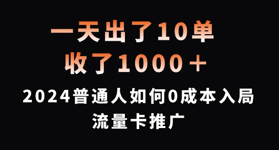 一天出了10单，收了1000+，2024普通人如何0成本入局流量卡推广【揭秘】-网赚项目众筹网