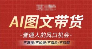 AI图文带货流量新趋势,普通人的风口机会,不直播/不拍摄/不露脸/不剪辑,轻松实现月入过万-网赚项目众筹网